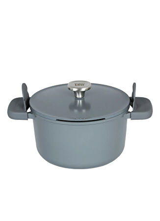 Leo Phantom Kapakli Yapişmaz Deri?n Tencere 24cm Smoked Grey
