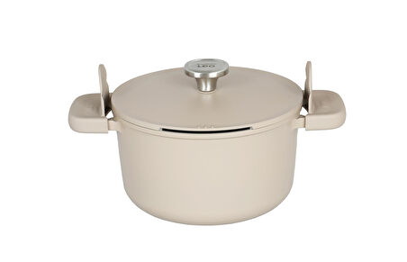 BergHOFF Leo Phantom Yapışmaz Kapaklı Derin Tencere Latte 24 cm 8501450