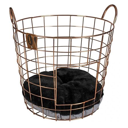 Duvo+ Caramel Round Basket Metal Kedi Sepeti