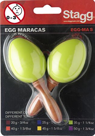 STAGG MARAKAS 2'Lİ YEŞİL RENK EGG−MA S/GR