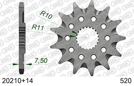 AFAM HONDA CRF 250X ÇELİK ÖN DİŞLİ  #520 20210-14