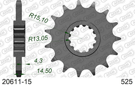 AFAM HONDA CB 1000R 18-20 ÇELİK ÖN DİŞLİ #525 20611-15