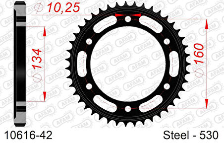 AFAM HONDA CBR 1000RR SP 14-16ÇELİK ARKA DİŞLİ #530 10616-42