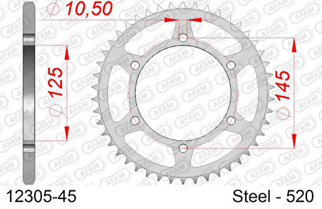 AFAM YAMAHA XTZ660 TENERE / XT600X-R ÇELİK ARKA DİŞLİ #520 12305-45