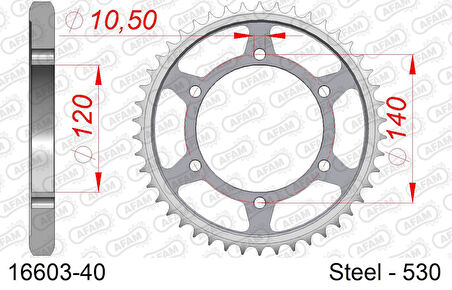 AFAM SUZUKI GSX-R 1300 HAYABUSA 00-06 ÇELİK ARKA DİŞLİ #530 16603-40