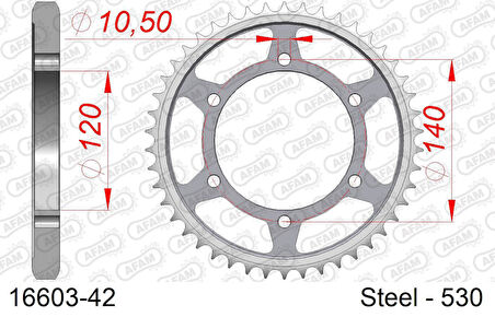 AFAM KAWASAKI VN800 VULCAN CLASSIC ÇELİK ARKA DİŞLİ #530 16603-42