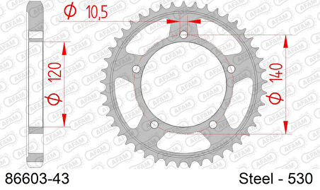 AFAM SUZUKI GSX-1300R HAYABUSA / GSX-R1250 ÇELİK ARKA DİŞLİ #530 86603-43