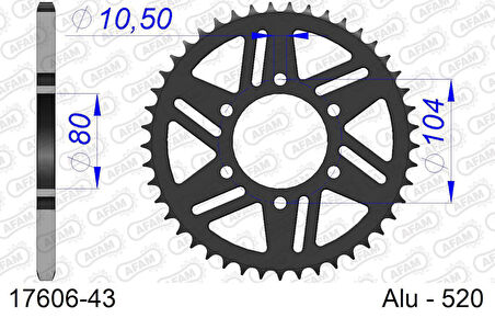 AFAM KAWASAKI ZX636 ZX6-R Ninja / Z1000 14-16 ALUMİNYUM ARKA DİŞLİ #520 17606-43