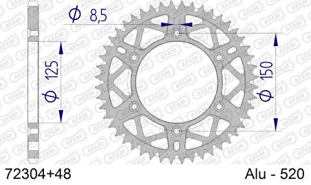 AFAM HUSQVARNA TC250 14-16  ALUMİNYUM ARKA DİŞLİ #520 S/C 72304-48