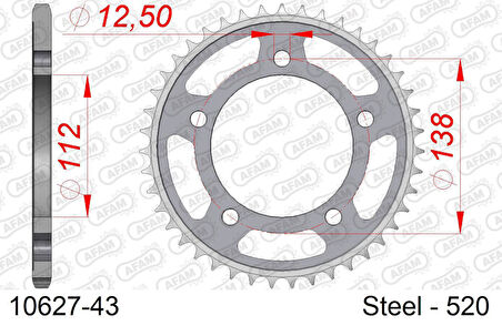 AFAM HONDA NC700/NC750 ÇELİK ARKA DİŞLİ #520 10627-43