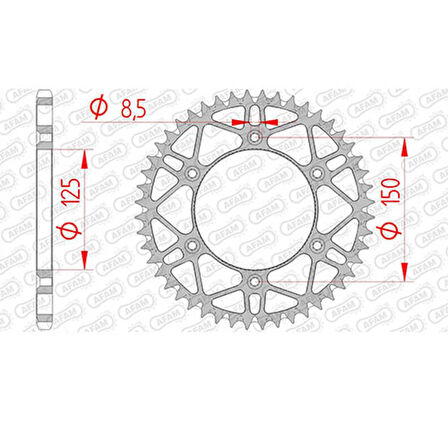 AFAM KTM EXC/EXCF 125/250, HUSQVARNA TC250/TE300/FE501  ÇELİK ARKA DİŞLİ #520 S/C 71304SLK-50