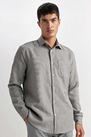 DeFacto Regular Fit Polo Yaka Pamuklu Uzun Kollu Gömlek D4976AX24AUGR67