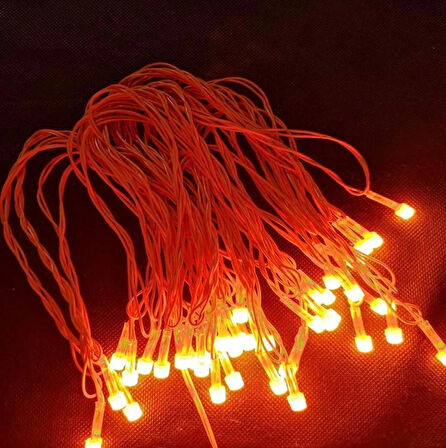 Yılbaşı Aydınlatması 10 Metre 220 Vold Sabit Aydınlatma 38 LED Işık- Fişli turuncu