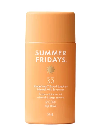 SUMMER FRIDAYS ShadeDrops Milk Sunscreen SPF 50 - Yüz için mineral güneş koruyucu 50 ml
