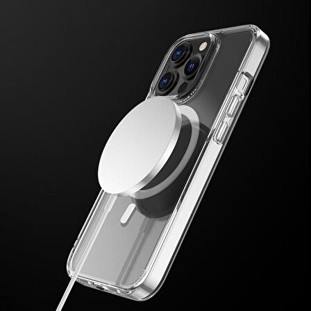 iPhone 13 Pro Max Magsafe Kablosuz Şarj Destekli Manyetik Şeffaf Koruyucu Kılıf