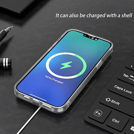 iPhone 13 Pro Max Magsafe Kablosuz Şarj Destekli Manyetik Şeffaf Koruyucu Kılıf