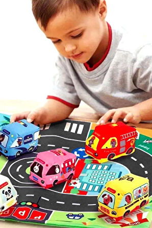  Oyun Matı, Taşıma Çantası, Araçlar İle Çocuklar İçin İlk Öğrenme Oyuncak Seti