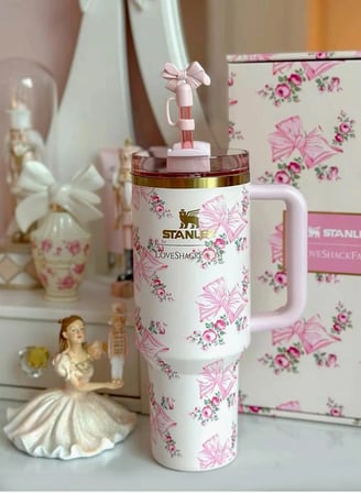 Stanley Loveshackfancy 40OZ Termos 1,18 lt Çelik Pembe Renkli