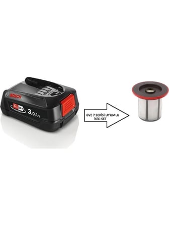 Batarya-Akü 18V *3.0 Ah Unlimited Şarjı Süpürge ve Bosch Seri 6 ve 7 Şarjlı Süpürgeler Için Filtre