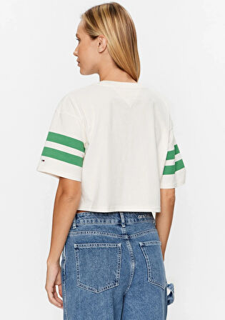 tommy hilfiger düz kadın crop tshirt