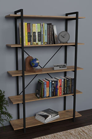 Metal Kitaplık Dekoratif Raf Taşan Kitaplık 180 Cm