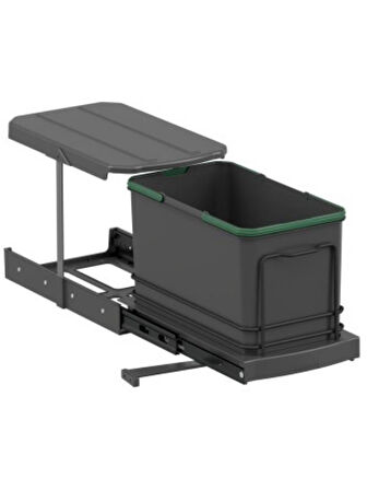 Starax S-2573-A Teleskopik Raylı Plastik 16 Lt. Gri Çöp Kovası