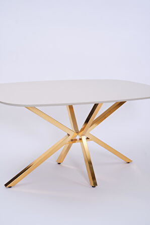Çapraz Kum Beji High Gloss Yemek Masası 90*160 cm