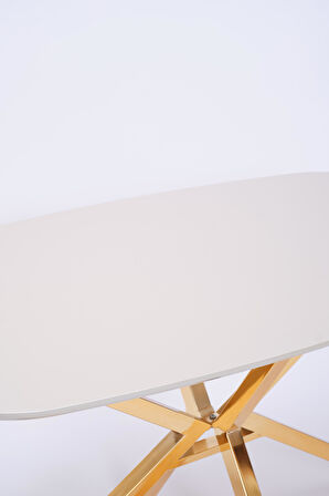 Çapraz Kum Beji High Gloss Yemek Masası 90*160 cm