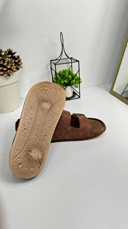 Günlük Erkek Terlik Çift Ayarlanabilir Tokalı Dikiş Detaylı Rahat Taban Oval Burun Sandalet 54201