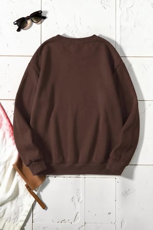 Unisex Flower Çiçek Baskılı Bisiklet Yaka Sweatshirt