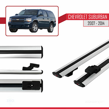 Chevrolet Suburban  2007-2014 Arası ile Uyumlu BASIC Model Ara Atkı Tavan Barı Gri 2 Adet