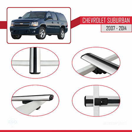 Chevrolet Suburban  2007-2014 Arası ile Uyumlu BASIC Model Ara Atkı Tavan Barı Gri 2 Adet