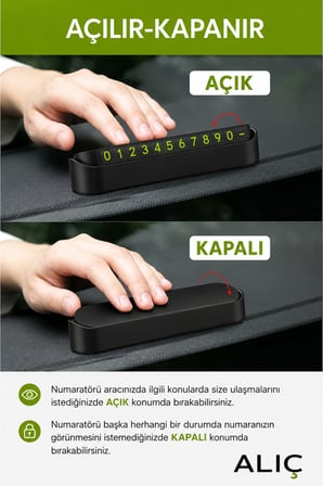 Araç İçi Park Telefon Numaratörü | Gizlenebilir Manyetik Oto Numara Kartı