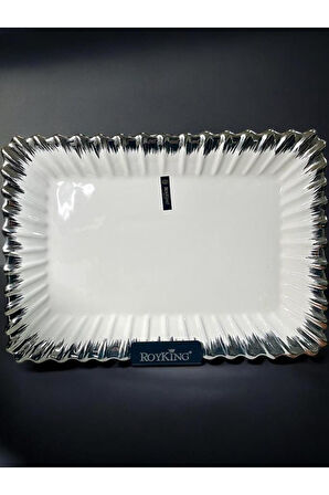 ROYKING SILVER DİKDÖRTGEN SUNUM TABAK 36*25
