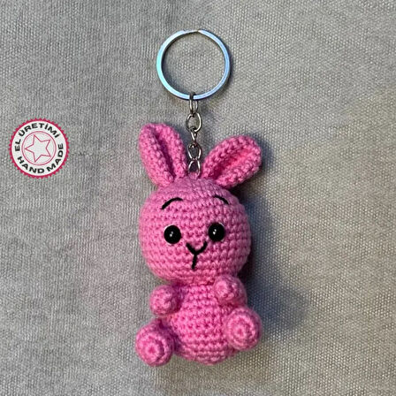 Uretti-VENHAR7589 - El Örgüsü Amigurumi Sevimli Tavşan Anahtarlık - Pembe