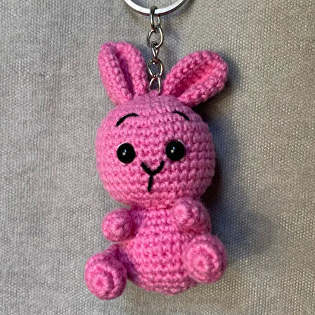 Uretti-VENHAR7589 - El Örgüsü Amigurumi Sevimli Tavşan Anahtarlık - Pembe