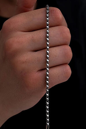 Erkek Gümüş Bileklik - 3mm Pullu Arnavut Zinciri Gümüş Bileklik