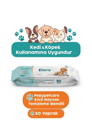 Kedi Ve Köpeklere Özel Evcil Hayvan Temizleme Mendili 1 paket 50 Adet
