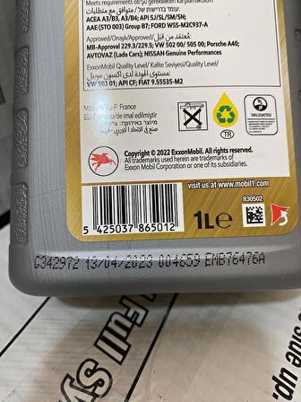 Mobil 1 FS 0W40 Motor Yağı 1 L DT:2023