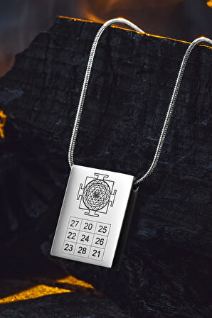 YantraX Çelik Erkek Kolye Sri Yantra ve Kubera Yantra Sembolü Kararmaz Paslanmaz