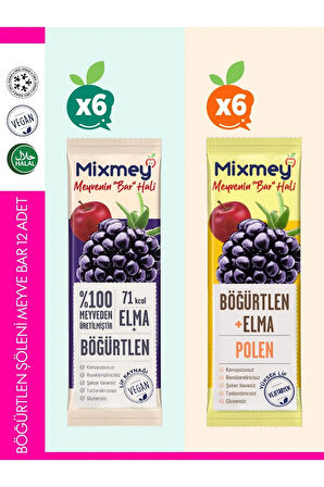Mixmey Böğürtlen Şöleni Meyve Bar 12 Adet | Vegan & Vejetaryen Glutensiz Ve Sağlıklı Atıştırmalık