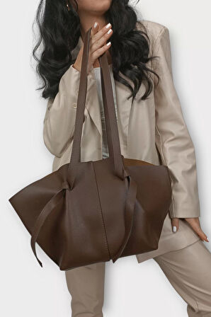 Prestige Acı Kahve Cilt Shopper Kadın Omuz Çantası