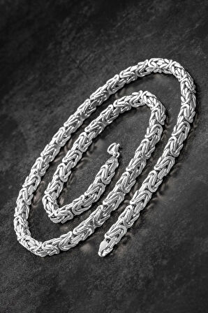 Beyaz Parlak Kare Kral Model 925 Ayar Gümüş Erkek Zincir Kolye – Ağır ve Gösterişli Tasarım