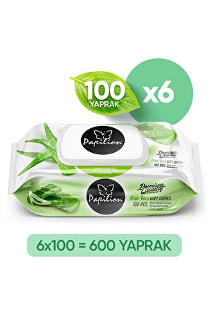 Papilion Premium Aloevera Özlü Ekstra Soft Islak Havlu 100x6 - 600 Yaprak
