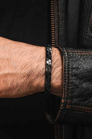 Magnum Flex Siyah Kelepçe Model - Mat Esnek Manyetik Çelik Erkek Bileklik