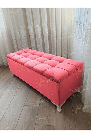 Çizgi Kapitoneli Sandıklı Puf Bench 100 cm