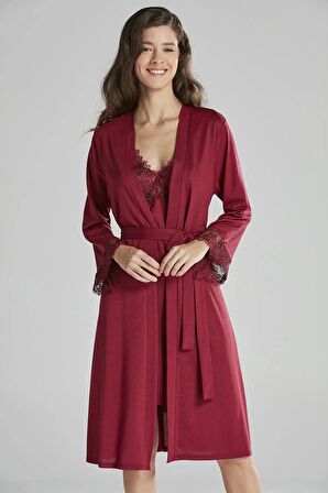 Pierre Cardin 6'lı Penye Gecelik Sabahlık Takım Çeyiz Seti 5040 - Bordo