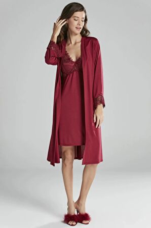 Pierre Cardin 6'lı Penye Gecelik Sabahlık Takım Çeyiz Seti 5040 - Bordo