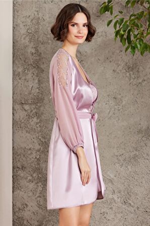 Pierre Cardin 6'lı Saten Gecelik Sabahlık Takım Çeyiz Seti 6005 - Rose