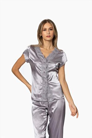 Pierre Cardin 6'lı Saten Gecelik Sabahlık Takım Çeyiz Seti 6010 - Royal